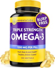 InnovixLabs Triple Strength Omega 3 Supplement, Burpless Fish Oil for Women an