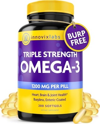 InnovixLabs Triple Strength Omega 3 Supplement, Burpless Fish Oil for Women an