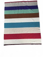 Vintage 70s/80s Striped MultiColored Wool Blanket. 72x58