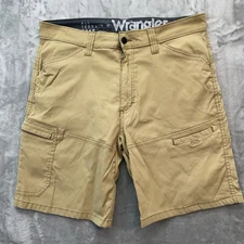 Wrangler ATG Cargo Shorts Mens 34 brown Nylon All Terrain Gear Stretch Hiking 9"