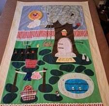 Vtg Children's Tree House Backyard Activity Wall Quilt Nursery Daycare READ 