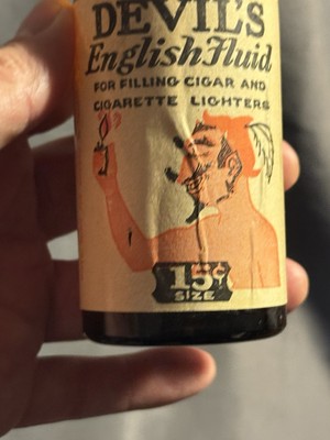 Vintage Devil's English Fluid Bottle 15¢ Rare Lighter Devil Labs  Advertising
