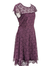 Kenzie Plum Purple Lace Flutter Sleeve Lined Knee Length Cocktail Dress Size 10