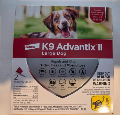 K9 Advantix II for Large Dogs 21-55lbs. 2 Doses each box