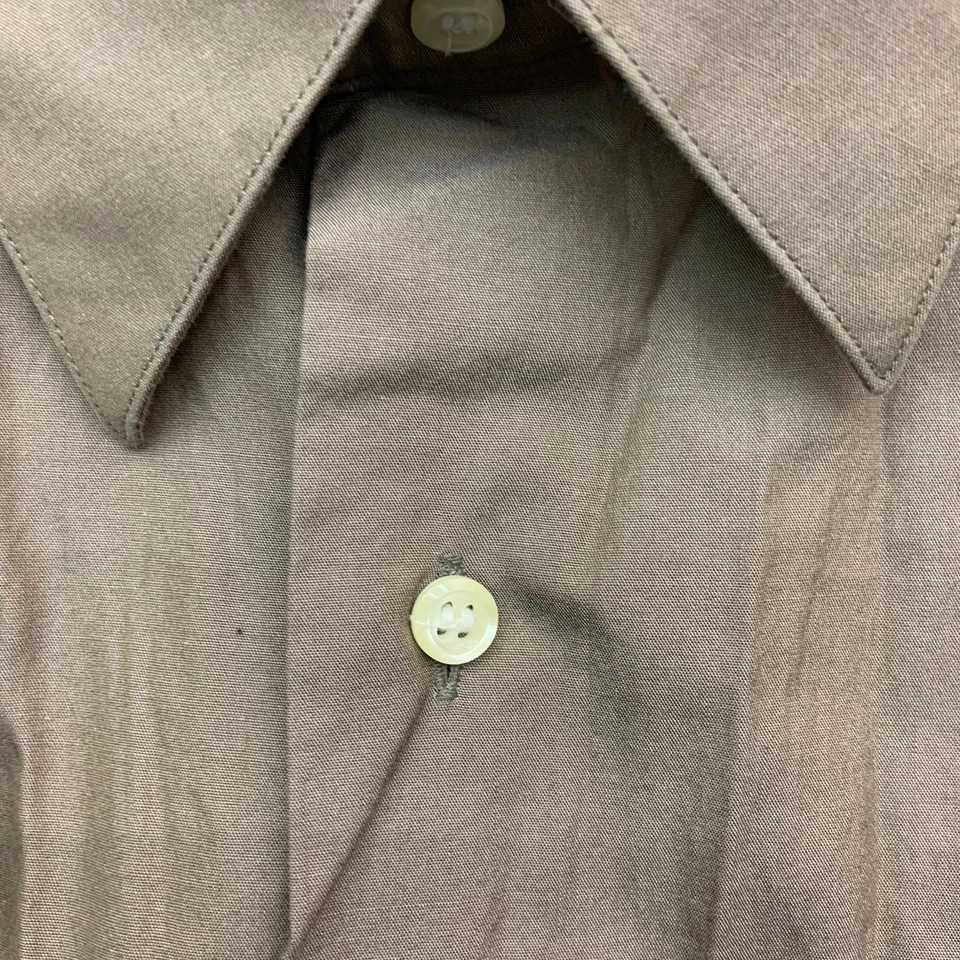 Camisa social masculina DKNY 20 marrom 35 manga anos 80 2 dobras gola pontiaguda grande empresarial - Imagem 3 de 4