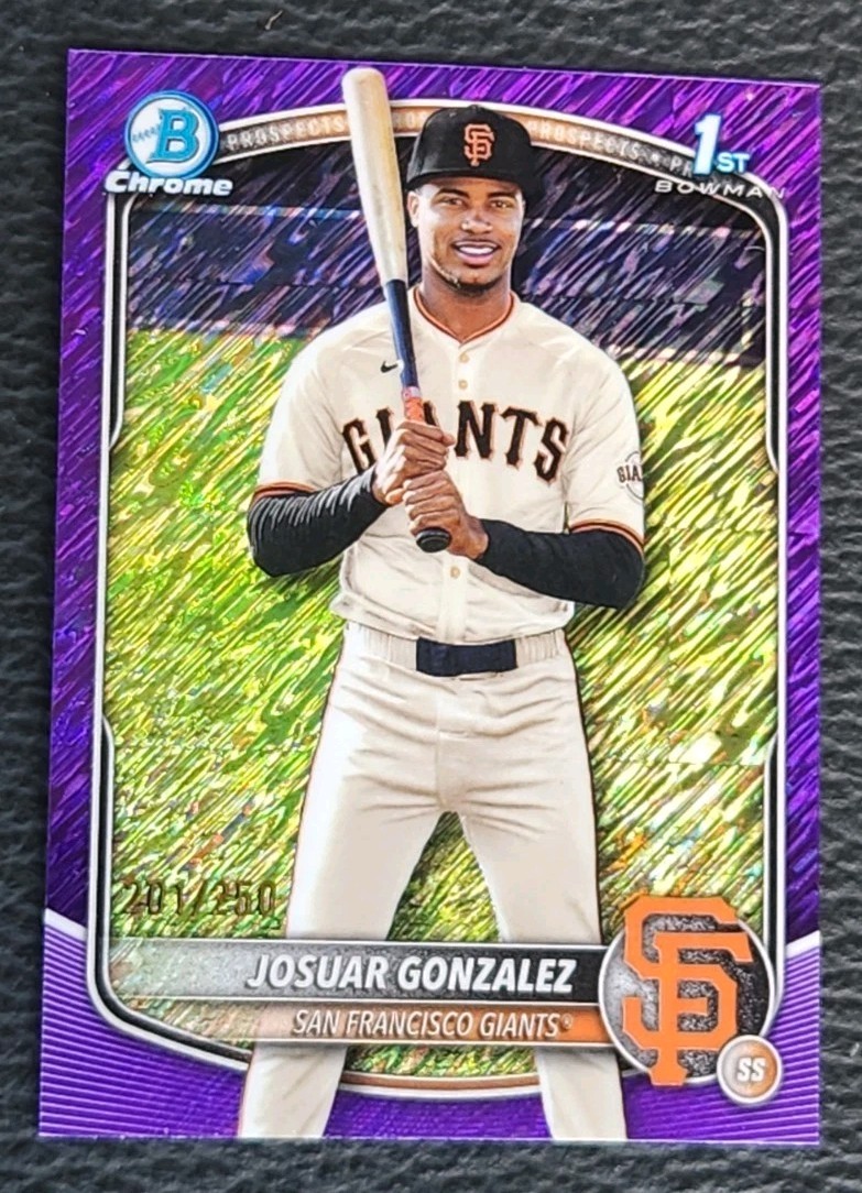 2025 Bowman Chrome BCP-153 Josuar Gonzalez 1st Bowman Purple Shimmer /250 🔥