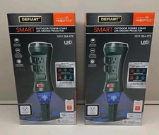 2 NEW Defiant Smart Outdoor Power Stake Timer Winter/Christmas Lights Projector