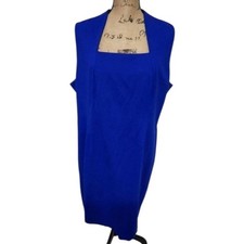 Talbots Sleeveless Dress Square Neck Cobalt Blue Career Party Cocktail Plus Size