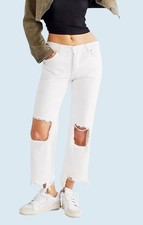 FREE PEOPLE / We the Free Maggie Mid Rise Straight Leg Busted Knee Jeans Sz 29