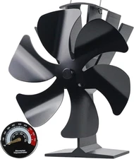 Heat Powered Wood Stove Fan Fireplace Heater Fan with Thermometer