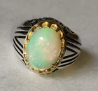 Fire Opal Silver Men Ring, 925 Sterling Silver  Wedding & Engagement Ring