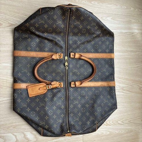 Louis Vuitton Monogram Keepall 60 Boston Bag Leather Brown M41422 Authentic