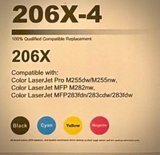 206X 4-Pack High Yield Toner Cartridge for HP Printers