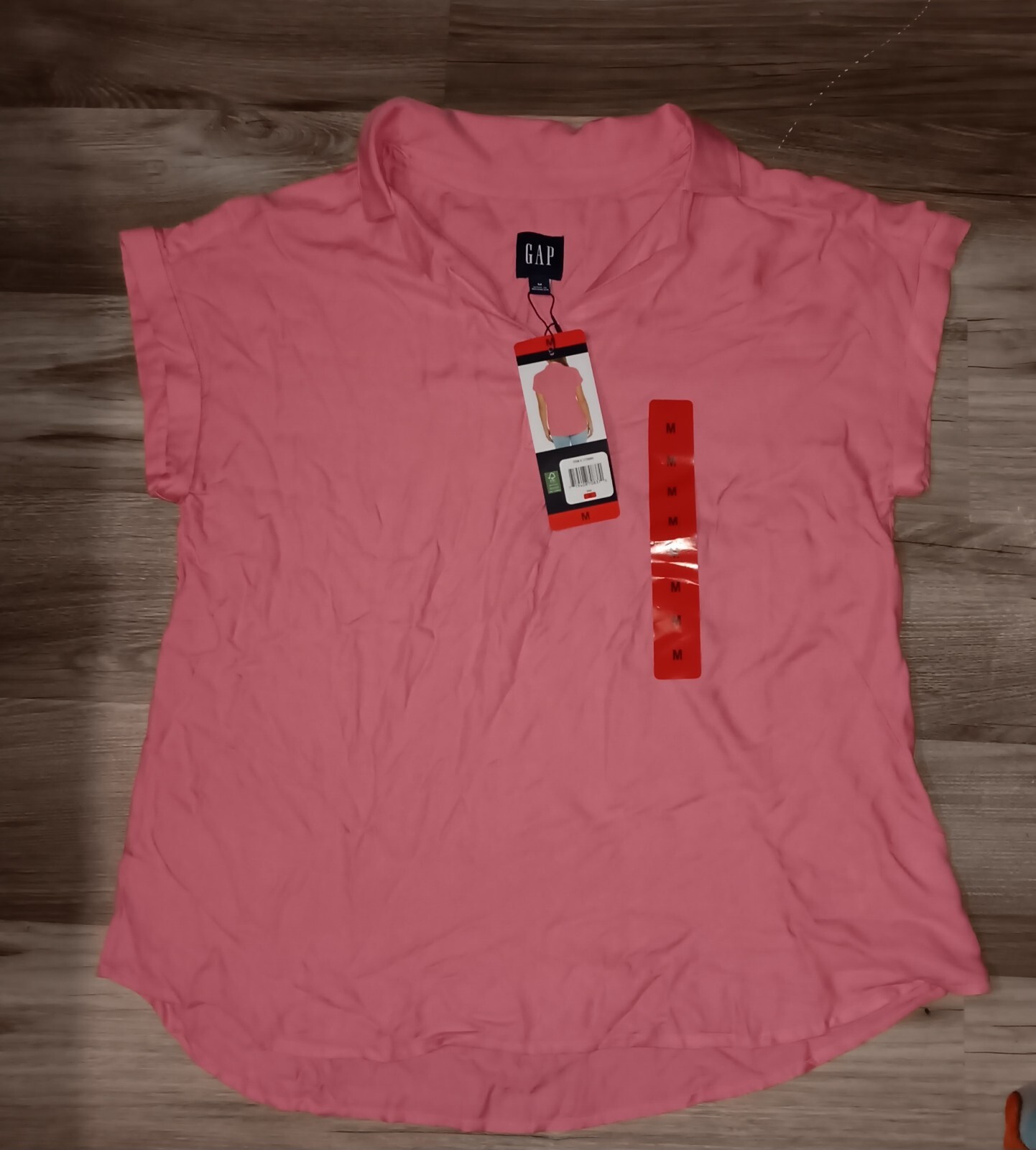 NWT GAP Women’s Size Medium Collared Short Sleeve Shirt Coral/Pink