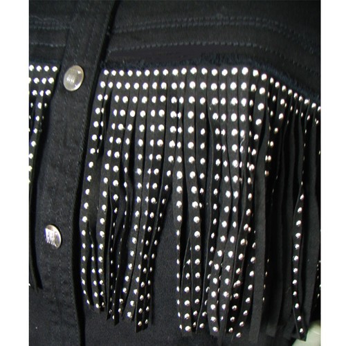 Women With Control Size: 2X Shirt or Jacket My Wonder Denim Fringed Black Cotton - Picture 3 of 14