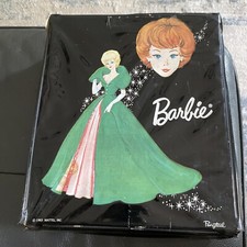 VINTAGE 1963 BARBIE DOLL CASE CARRIER BLACK VINYL PONYTAIL CARRY CASE GREEN