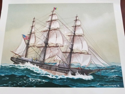 NAVE CLIPPER STAMPA VINTAGE "SERPENTE MARINO,1850" J.O'H. COSGRAVE II - Foto 2 di 5