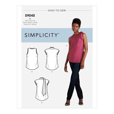Simplicity Schnittmuster 9045 EASY Tops mit Ausschnitt zum Binden, Gr. 6-14, ohne Bezug
