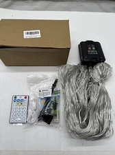 Solar Net Lights Outdoor Green Mesh, 19 Modes Solar Powered/USB Transparent Wire