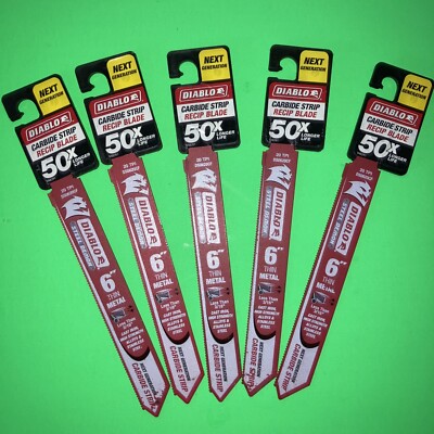 5-PACK DIABLO 6'' THIN METAL RECIPROCATING BLADES -20 TPI- CARBIDE TEETH - NEW