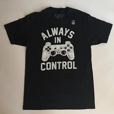 Play Station Men’s Black T-Shirt, Sz M Always In Control, S/S New