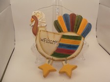 Vintage Thanksgiving Turkey Wall Hanging Decoration Welcome Sign 9 High VGC
