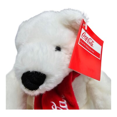 RUSS Coca-Cola Plush Polar Bear Stuffed Animal Red Knit Scarf 8'' 2019 with Tag