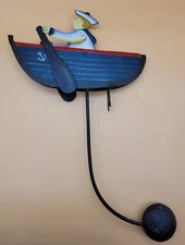 VINTAGE NAUTICAL AUTHENTIC MODELS BALANCE TOY SAILOR IN ROWBOAT NO STAND