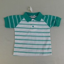 Vintage Deadstock Toddler Single Stitch Polo Shirt Green Stripe 24 Months 1185