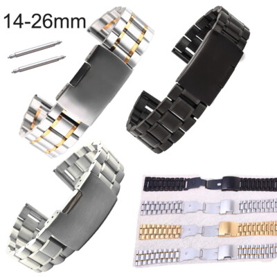 5Rows Bead Link Bracelet Stainless Steel Band 14-20mm 21 22mm 24 26mm Watch Band