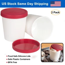 2 × Ice Cream Container Freezer Dessert Container Reusable Ice Cream Storage Tub