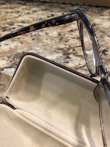 Ladies Vintage Batwing Eyeglasses 1950s W CasePurpleish W Rhinestones - Picture 7 of 8