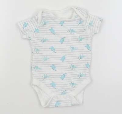 George Baby Strampler weiß gestreift Baumwollmischung Größe 3-6 Monate Dinosaurier