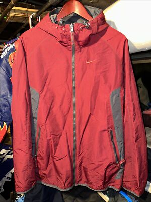 Nike Gray Tag Reversible Windbreaker Jacket Mens Large Maroon/Dark Gray 