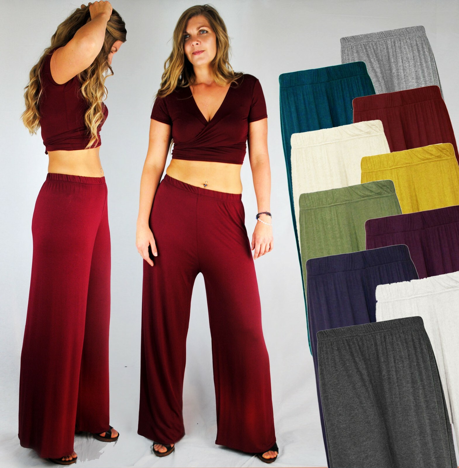 ALTRA PANTALONE PALAZZO DONNA VITA ALTA GAMBA LARGA VESTIBILITÀ AMPIA ELASTICIZZATO TAGLIA 8 18