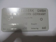 Typenschild Schild für VW Typ 11 Käfer  passend bj 1110kg