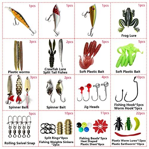 Fishing Lures Kit Set, Baits Tackle Including 87Pcs Fishing