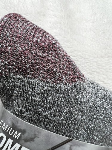 2 Pair Wolverine Gray W/ Burgundy Trim Merino Wool Hunting Socks Women Size 6-9 - Picture 12 of 15