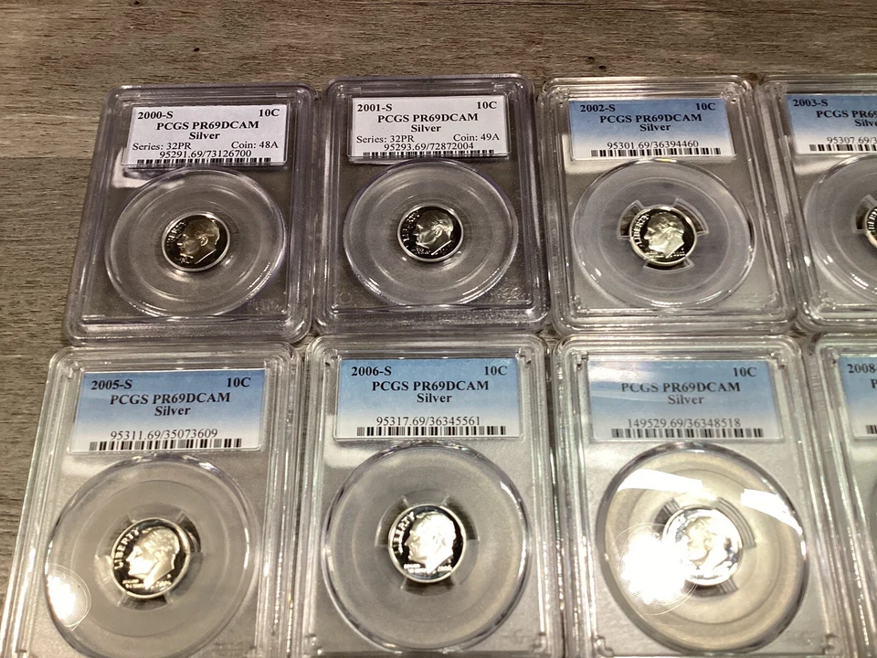 2000 S thru 2009 S Roosevelt Silver Proof Dimes PCGS PR69 DCAM Lot of 10-1123 57 - Image 3 of 4