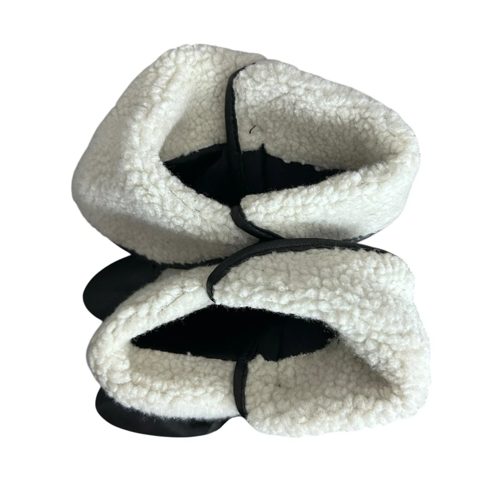 Botas Y2K Charlotte Russe Negras Plegables Tacón al Tobillo Talla 8 Forro Sherpa Preppy Foto 4 de 4