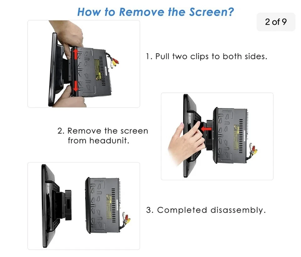 单 DIN 蓝牙 车载 立体声:9 英寸 IPS 触摸屏 音频 带 Carpla... 32G — 第 2/4 张图片