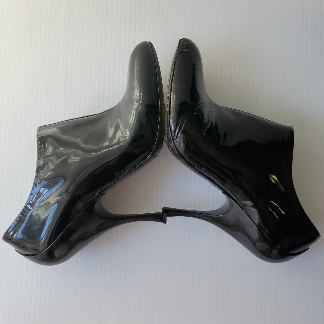 Stivaletti MIU MIU NERI VERNICE PELLE TACCO ALTO STILETTO ZIP TG 41 ITALIA