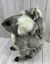 Vintage Hansa Koala Bear Mom & Baby Life- Like Plush, Handmade/ Handsewn