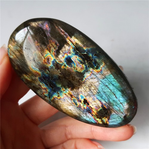 TOP 83G Natural Purple Rainbow Labradorite Crystal Polished Healing YO299 - Picture 3 of 12