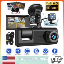 HD 1080P Car Dual Lens Dash Cam Front/Rear/Inside Video Recorder Camera G-sensor