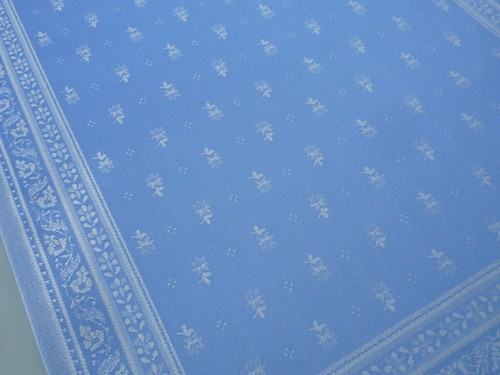 Tischläufer Jacquard 45x160 cm blau Blütenmotiv aus Frankreich mit Teflonschutz - Bild 5 von 5