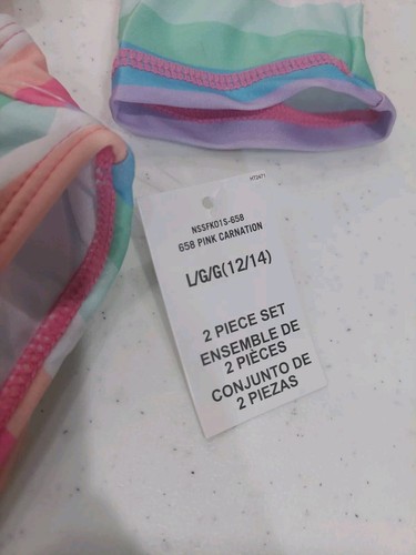 NEW Nautica Girl's Kids Two-Piece Rashguard Swimsuit Set Size L Rainbow Swim NWT - Picture 7 of 10