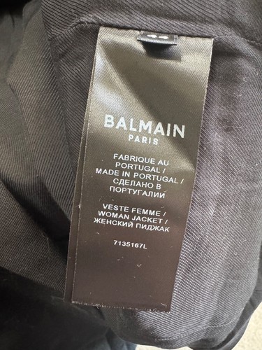 Balmain Women's Double Breasted Blazer Tailored Wool Silver Button Black Size 44 - Picture 4 of 6