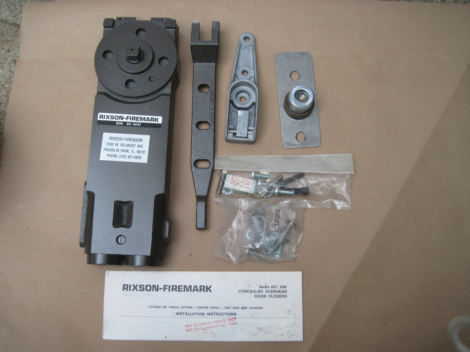 Rixson Firemark 60890NHO Concealed Overhead Door Closer, Antique