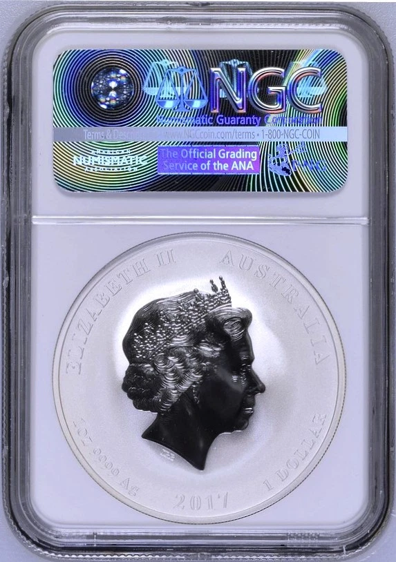 2017 P Australia GILDED Silver Lunar Year of Rooster NGC MS 69 1 oz Coin - Image 2 of 4